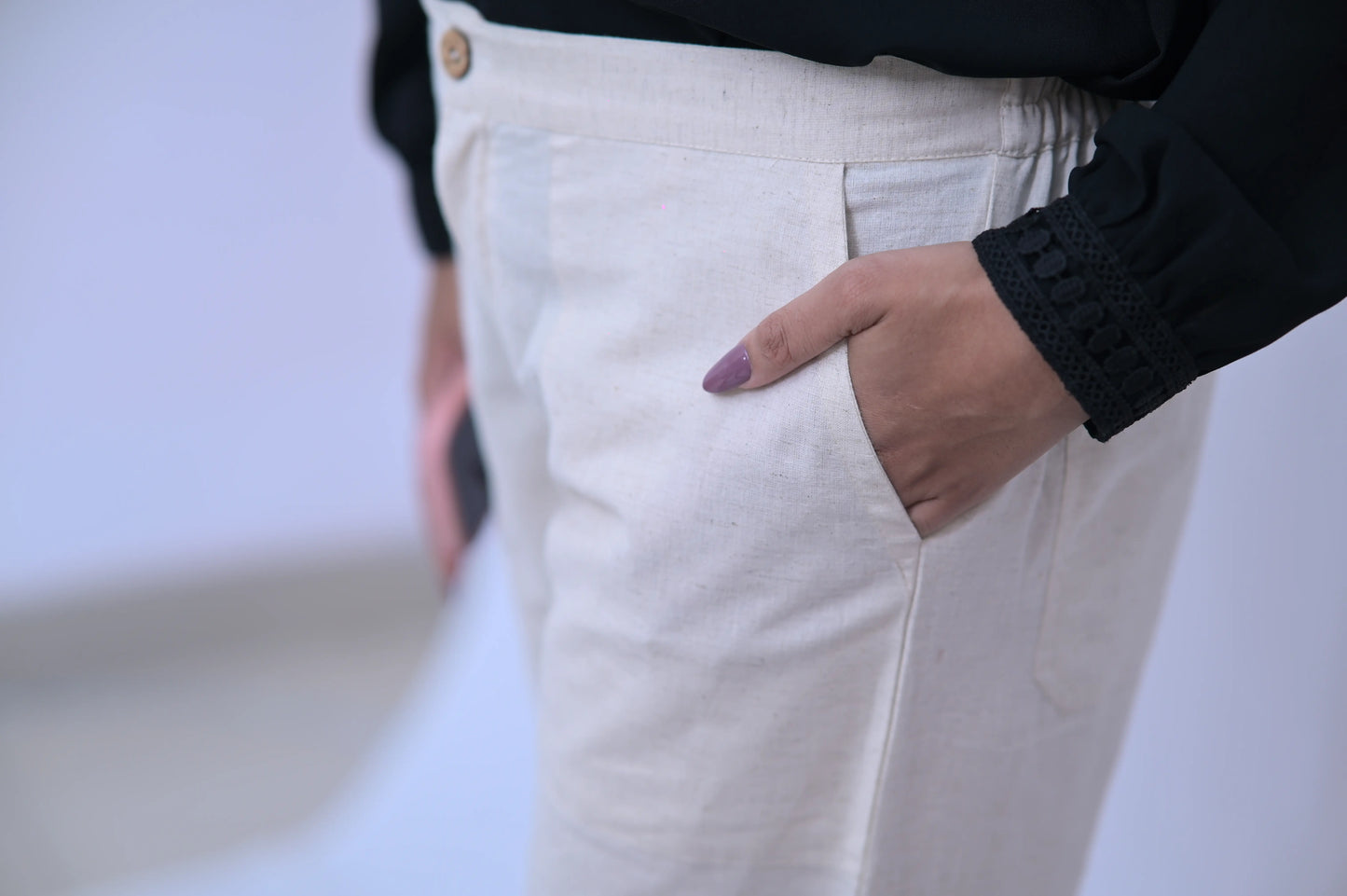 Beige Cozy Linen Wide Leg Pants.