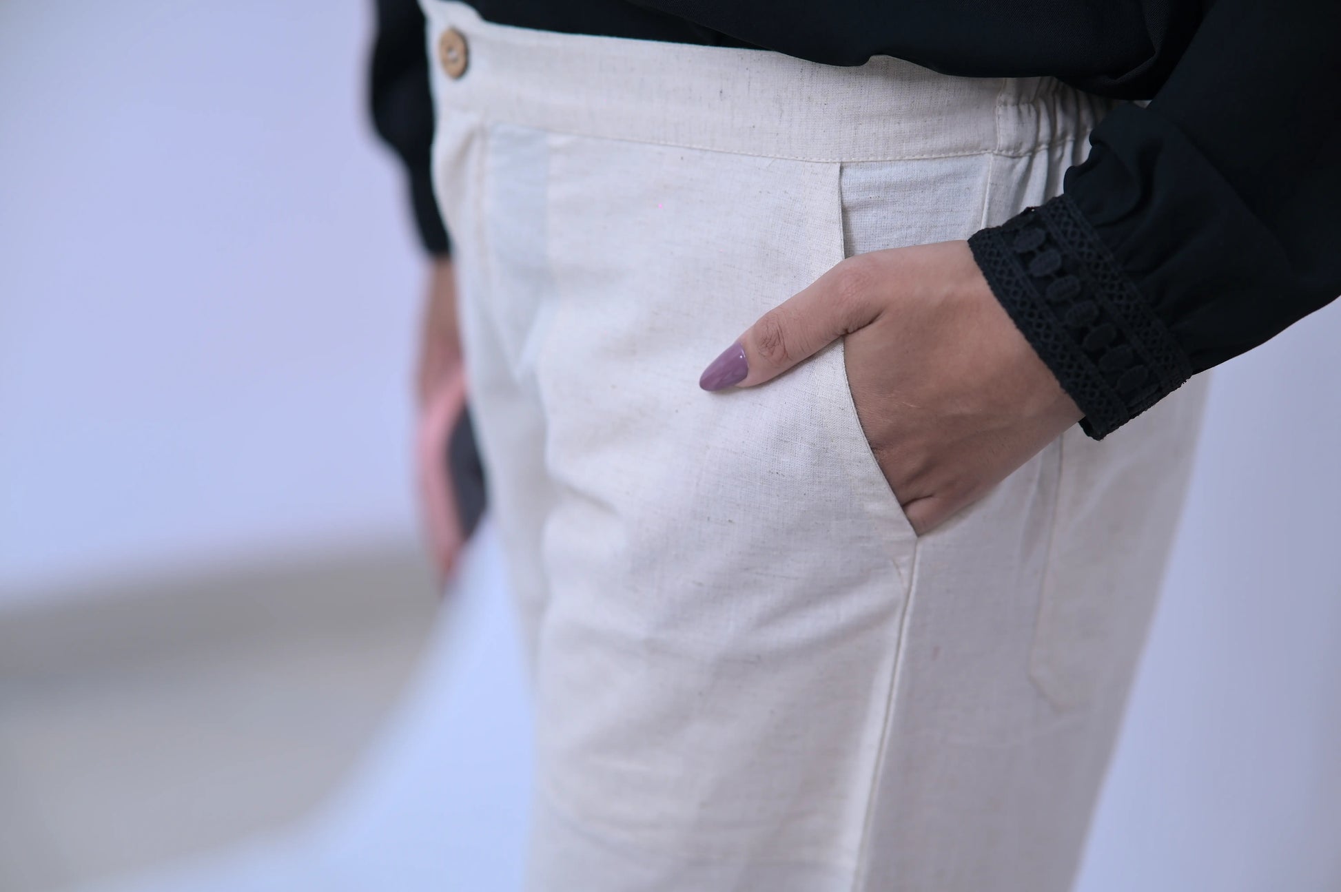 Beige Cozy Linen Wide Leg Pants.