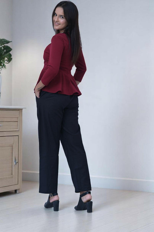 Black Cozy Linen Wide Leg Pants.