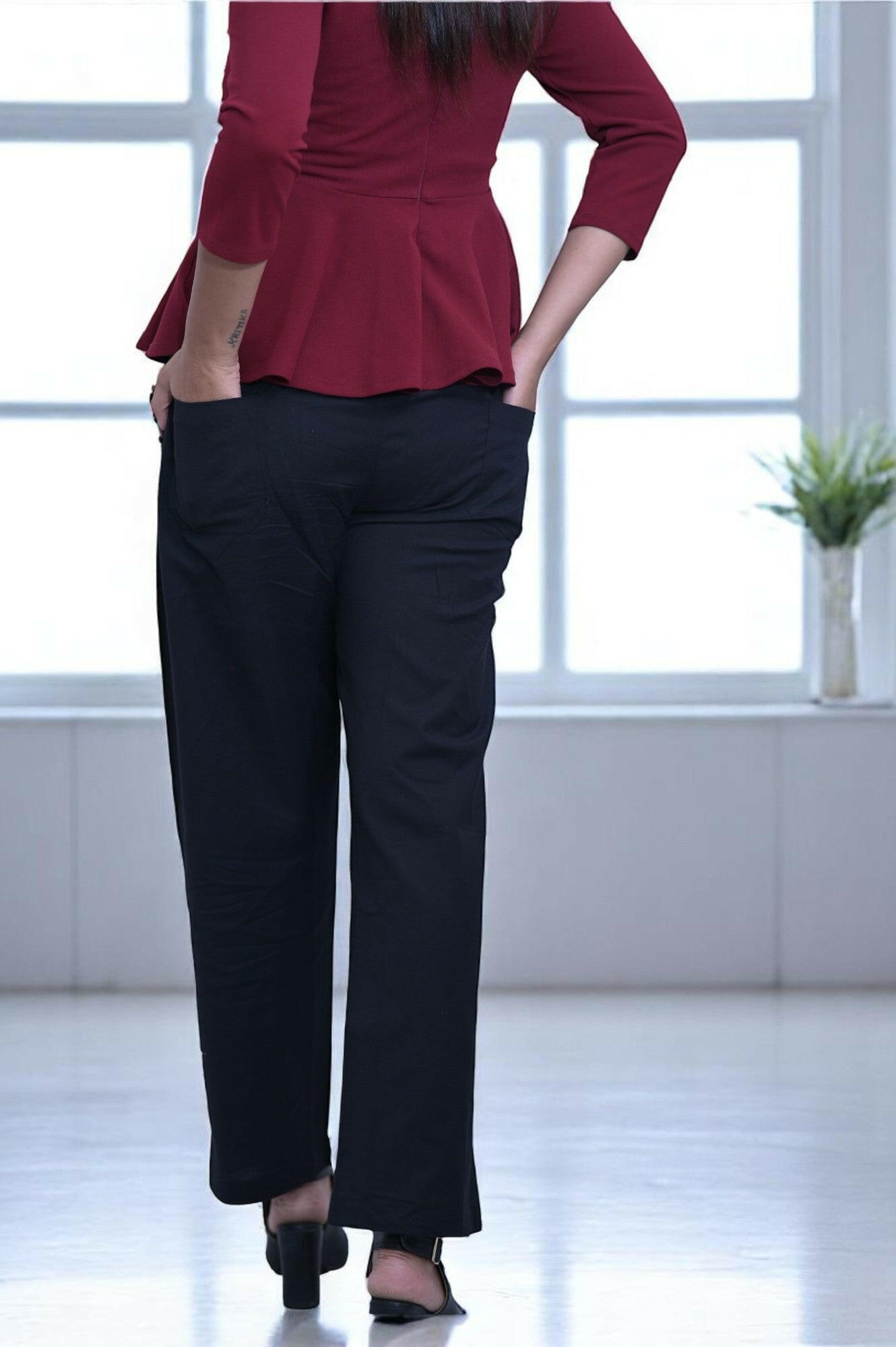 Black Cozy Linen Wide Leg Pants.