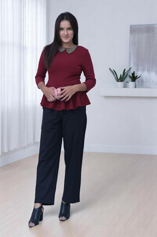 Black Cozy Linen Wide Leg Pants.