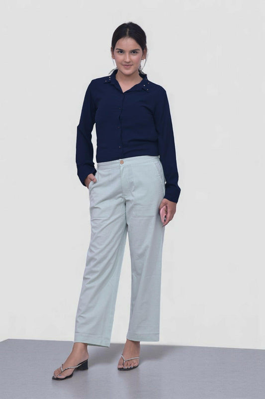 Mint Green Cozy Linen Wide Leg Pants.