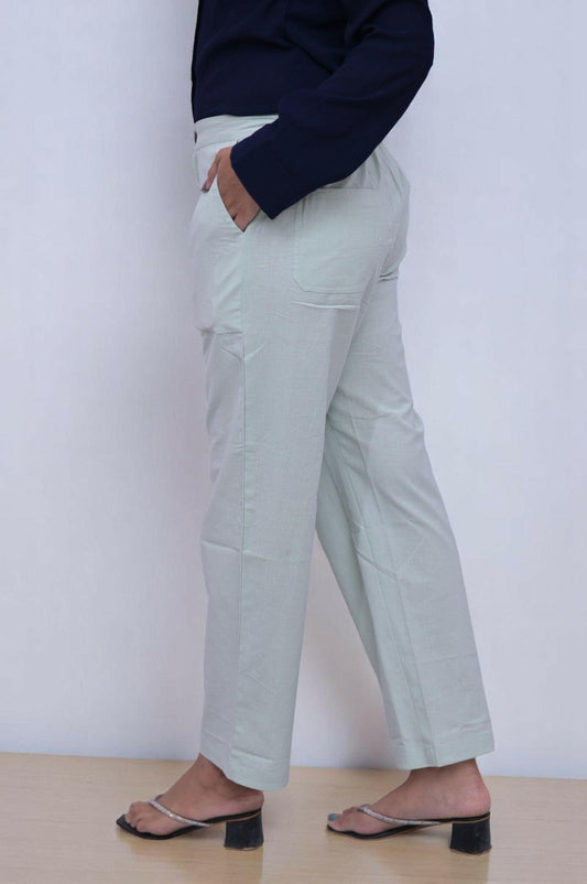 Mint Green Cozy Linen Wide Leg Pants.