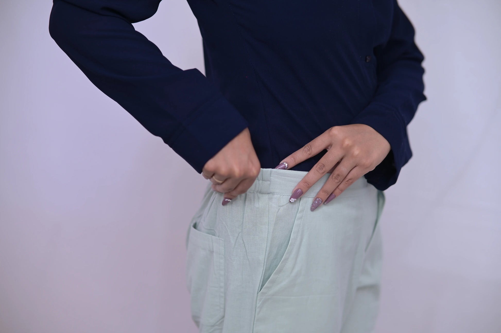 Mint Green Cozy Linen Wide Leg Pants.