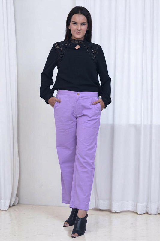 Lilac Cozy Linen Wide Leg Pants.