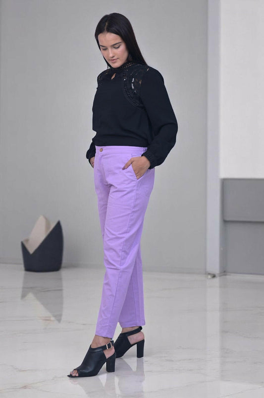 Lilac Cozy Linen Wide Leg Pants.
