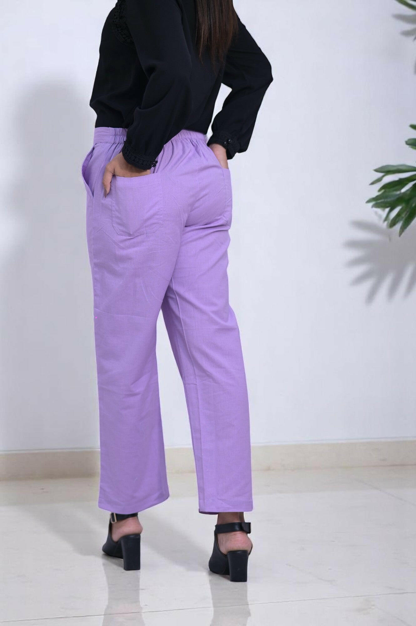 Lilac Cozy Linen Wide Leg Pants.
