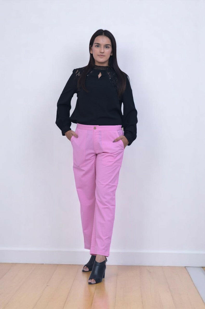 Pink Rose Cozy Linen Wide Leg Pants.