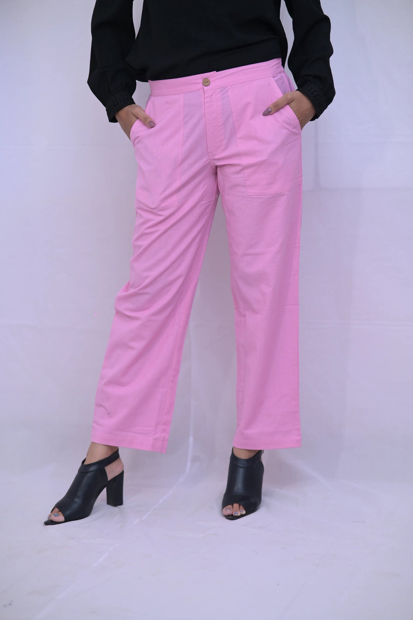 Pink Rose Cozy Linen Wide Leg Pants.