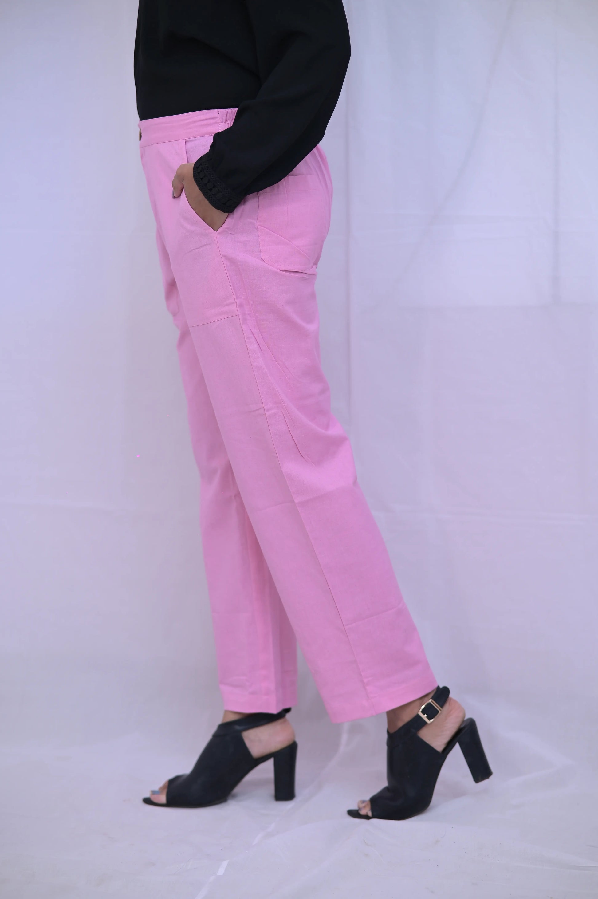 Pink Rose Cozy Linen Wide Leg Pants.