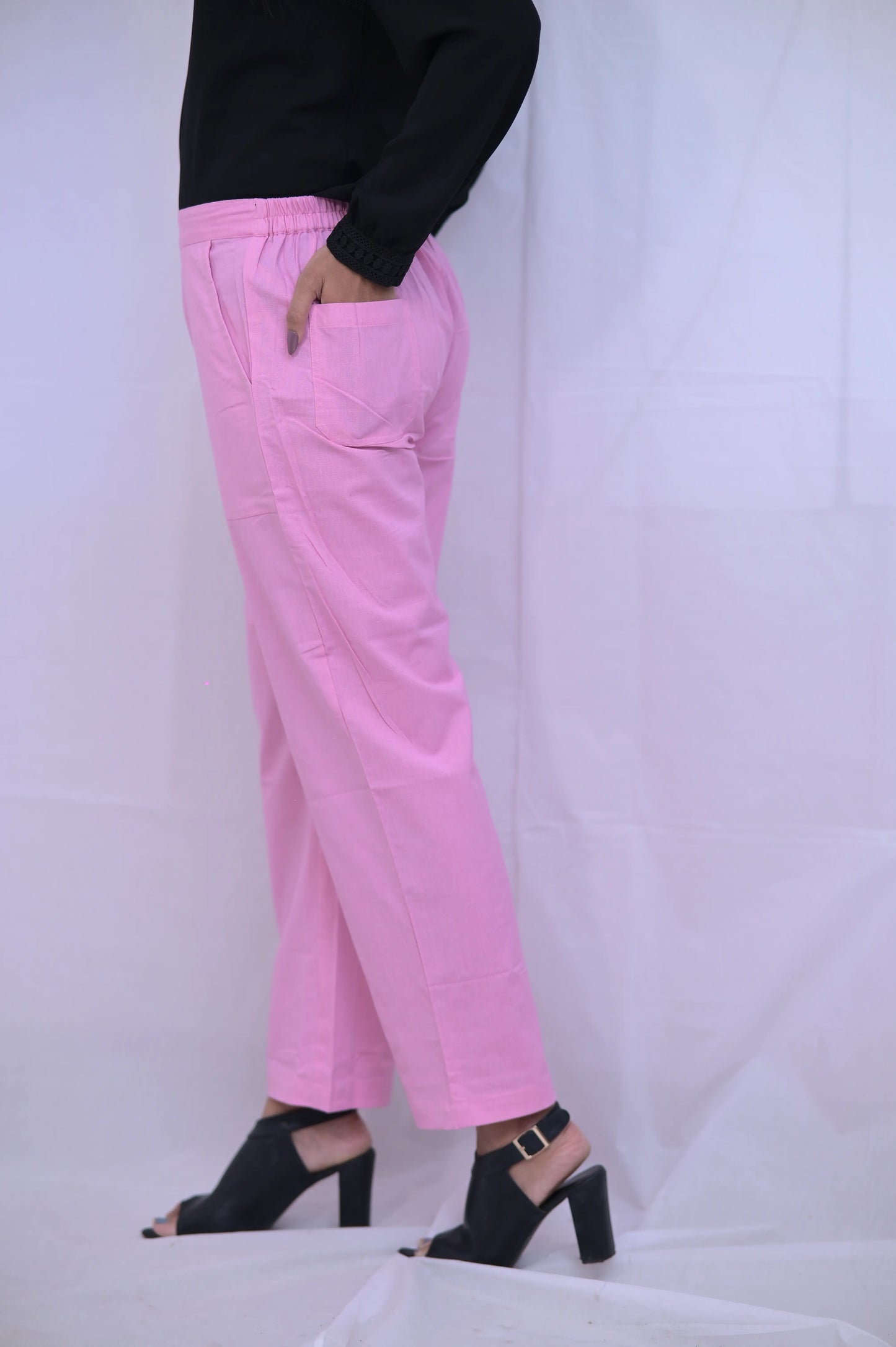 Pink Rose Cozy Linen Wide Leg Pants.