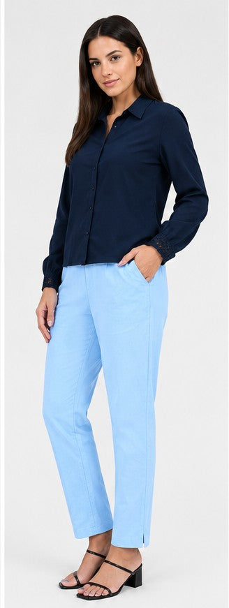 WOMEN ENGLISH BLUE AIRY LINEN PANT