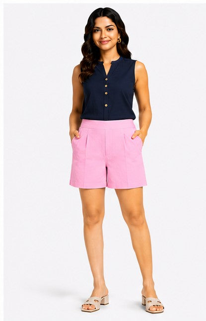 ROSE PINK COTTON LINEN SHORT