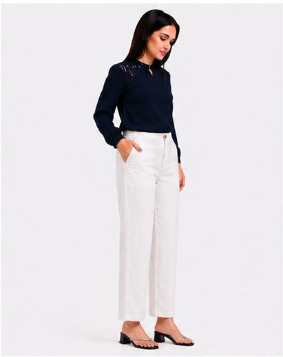 BEIGE AIRY LINEN WIDE LEG PANT