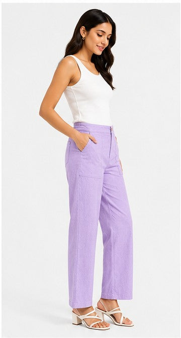 LILAC AIRY LINEN WIDE LEG PANT