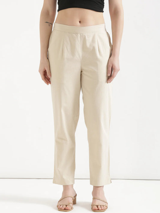 WOMEN BEIGE AIRY LINEN PANT