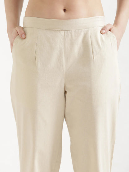 WOMEN BEIGE AIRY LINEN PANT