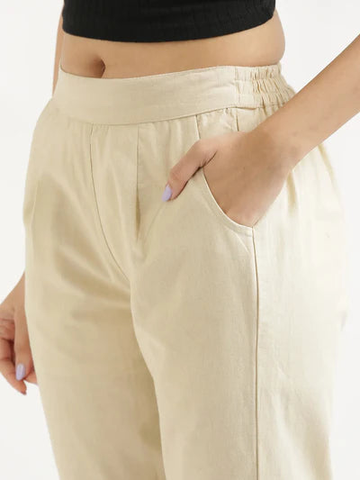 WOMEN BEIGE AIRY LINEN PANT