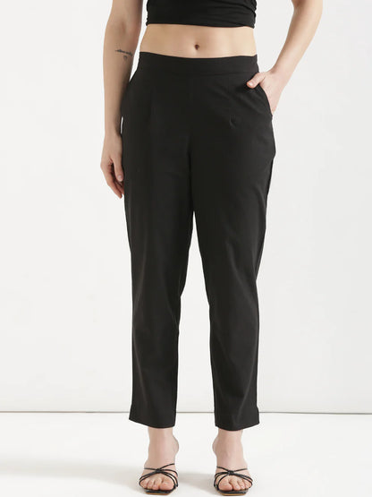 WOMEN BLACK AIRY LINEN PANT