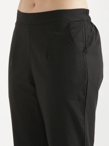WOMEN BLACK AIRY LINEN PANT