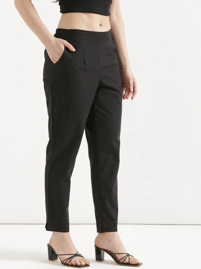 WOMEN BLACK AIRY LINEN PANT