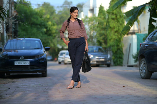 Navy Blue Cozy Linen Pants.