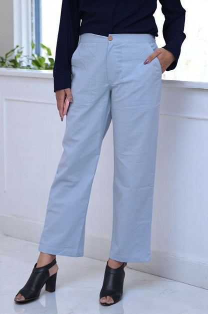 English Blue Cozy Linen Wide Leg Pants.