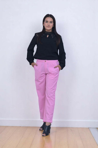 Pink Rose Cozy Linen Wide Leg Pants.