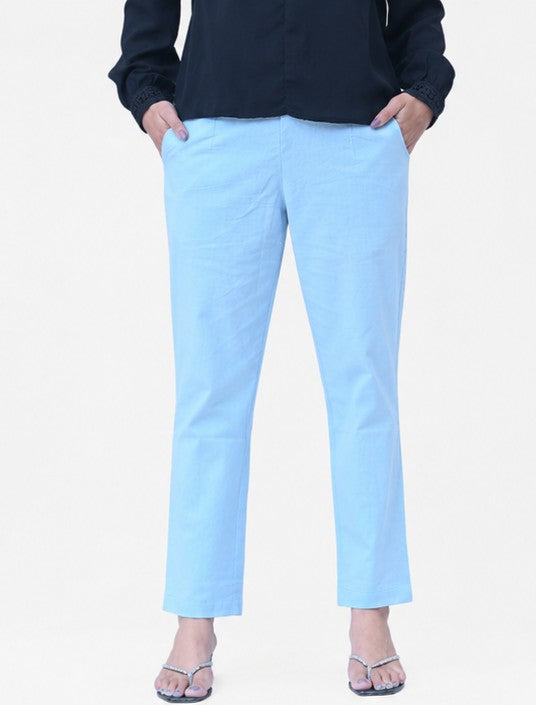 WOMEN ENGLISH BLUE AIRY LINEN PANT