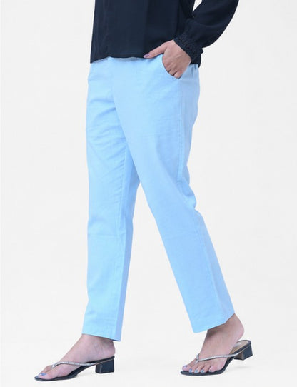WOMEN ENGLISH BLUE AIRY LINEN PANT