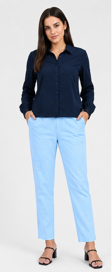 WOMEN ENGLISH BLUE AIRY LINEN PANT