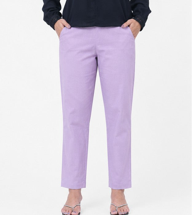 WOMEN LILAC AIRY LINEN PANT