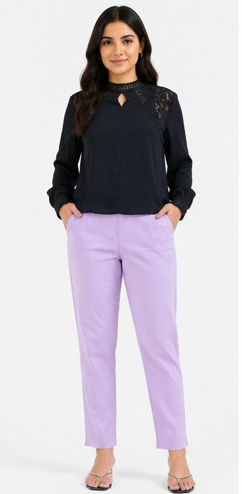 WOMEN LILAC AIRY LINEN PANT