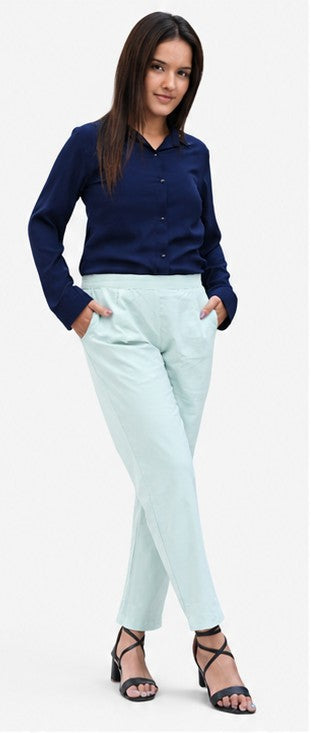 WOMEN MINT GREEN AIRY LINEN PANT