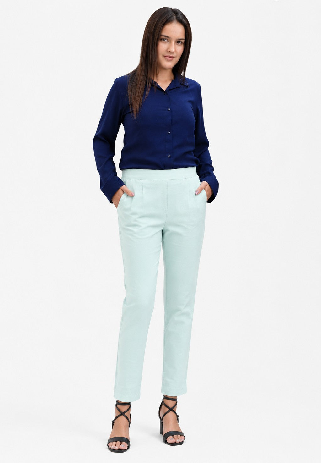 WOMEN MINT GREEN AIRY LINEN PANT