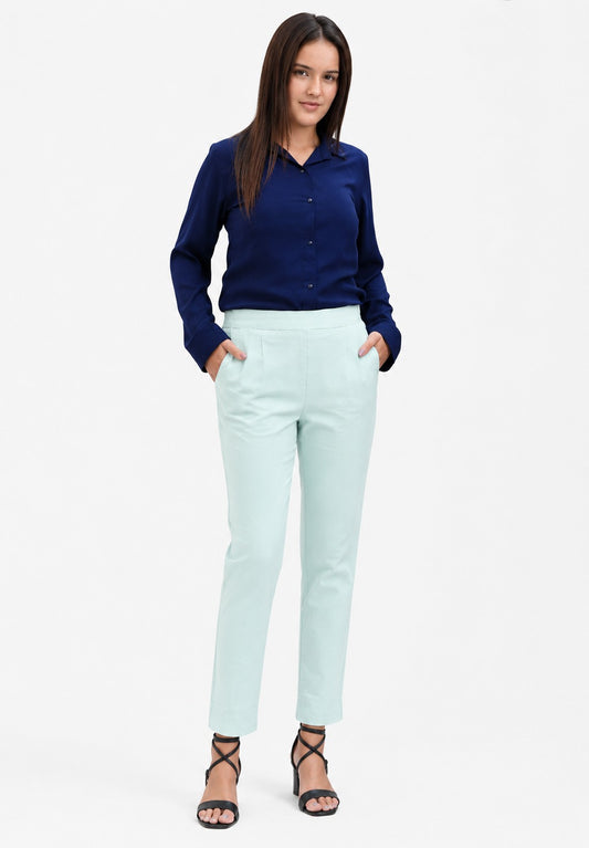 WOMEN MINT GREEN AIRY LINEN PANT