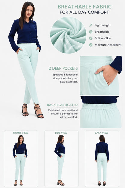 WOMEN MINT GREEN AIRY LINEN PANT