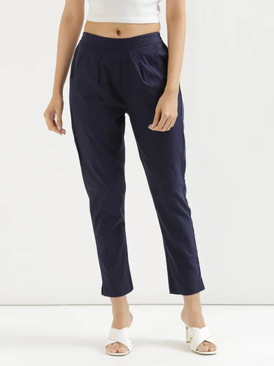 WOMEN NAVY BLUE AIRY LINEN PANT