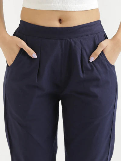 WOMEN NAVY BLUE AIRY LINEN PANT