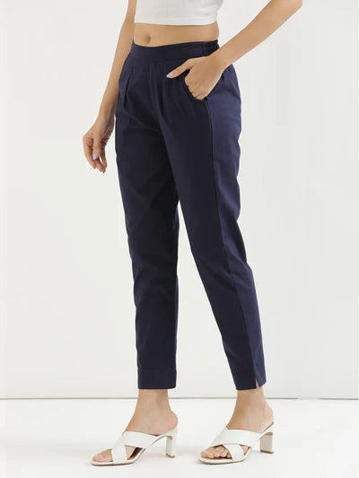 WOMEN NAVY BLUE AIRY LINEN PANT
