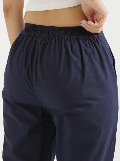 WOMEN NAVY BLUE AIRY LINEN PANT