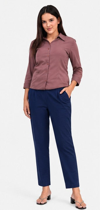 WOMEN NAVY BLUE AIRY LINEN PANT