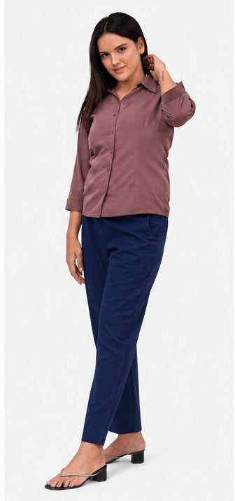 WOMEN NAVY BLUE AIRY LINEN PANT