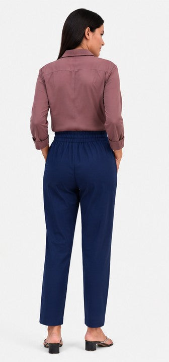 WOMEN NAVY BLUE AIRY LINEN PANT