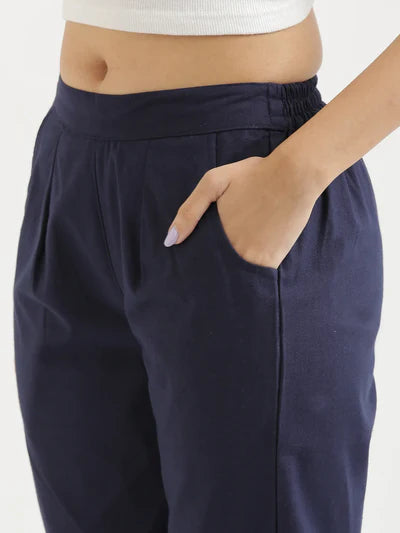 WOMEN NAVY BLUE AIRY LINEN PANT