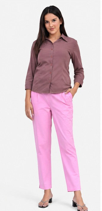 WOMEN ROSE PINK AIRY LINEN PANT