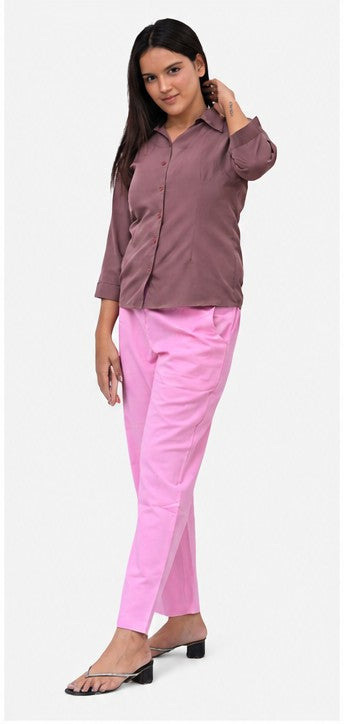 WOMEN ROSE PINK AIRY LINEN PANT
