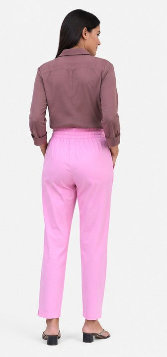 WOMEN ROSE PINK AIRY LINEN PANT