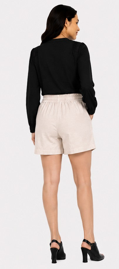 BEIGE COTTON LINEN SHORT