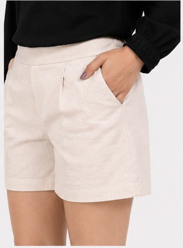 BEIGE COTTON LINEN SHORT